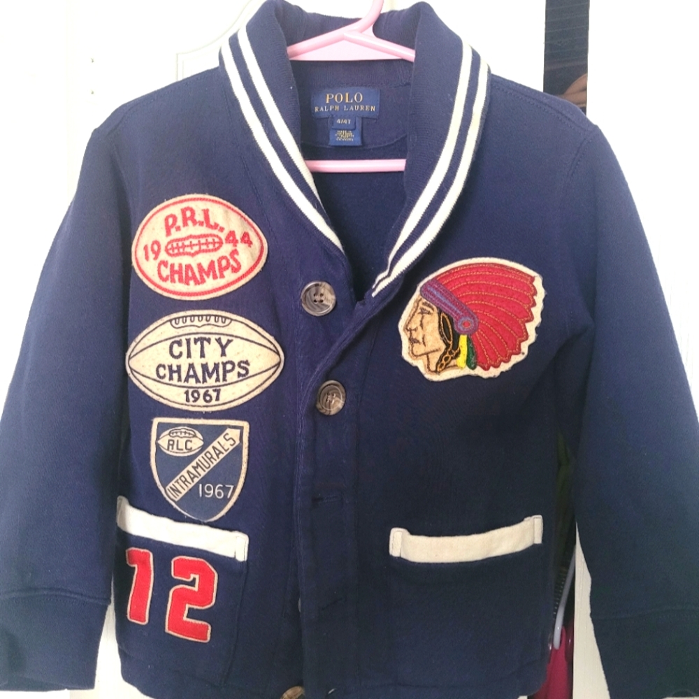 Polo by Ralph Lauren Kids Navy Jacket with Patches. Gently Used